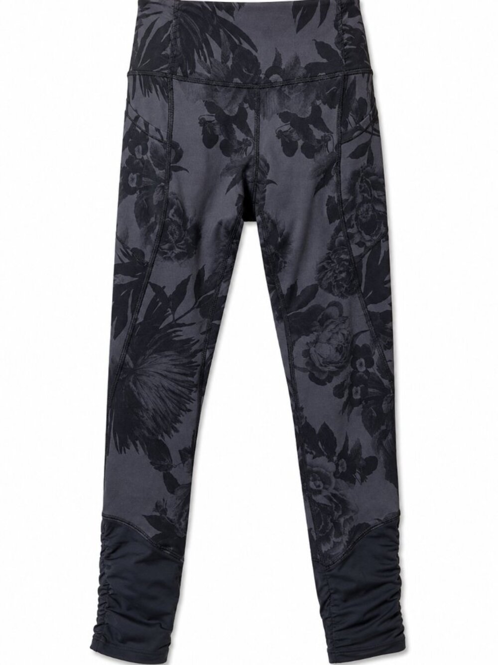 LULULEMON Wunder Under Crop Brisk Bloom Black Soot EUC
